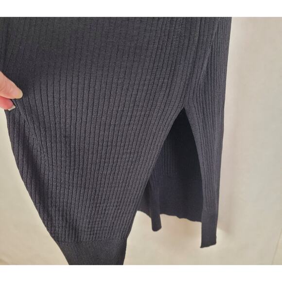 New Line and Dot Simone black ribbed slinky knit button front maxi dress size XL - Picture 11 of 14